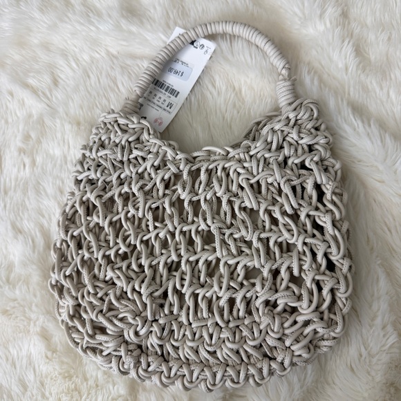 Zara Topstitched Woven Handbag new with tags - Picture 3 of 6